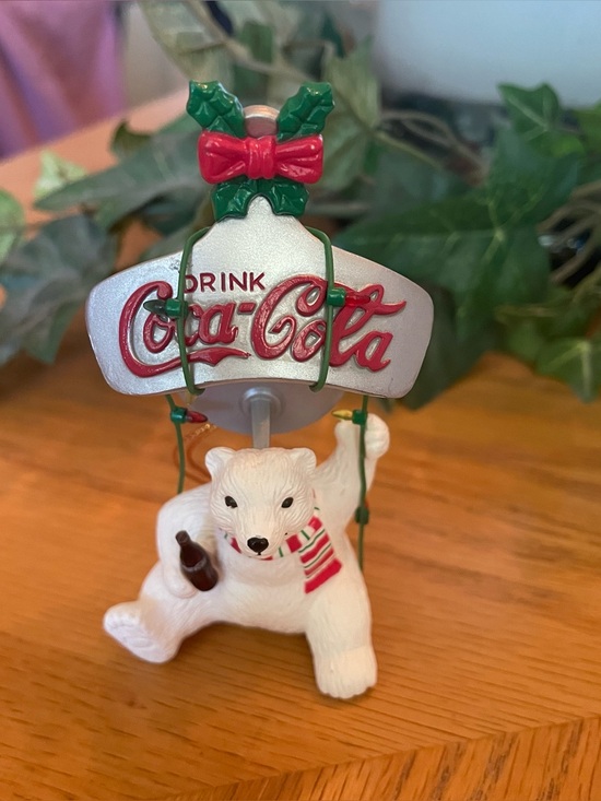 Coca Cola Other - Vintage Coca Cola Polar Bear Swinging on Bottle Opener Christmas Ornament